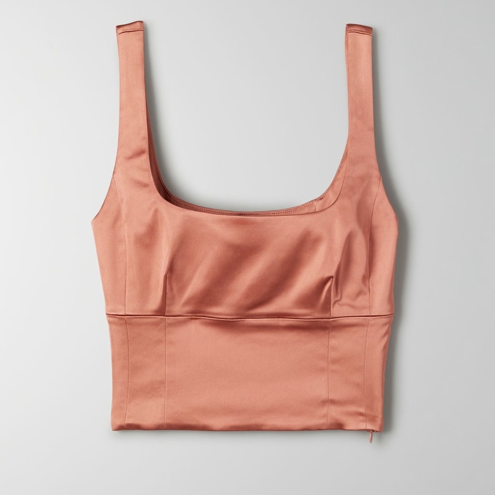 Brand New Aritzia Satin Crop Top in Pinky-Peach